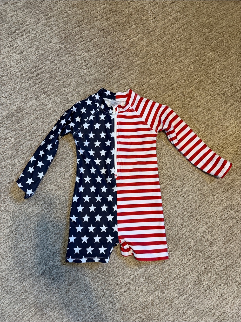 Bums & Roses Patriotic One-Piece Rash Guard Swimsuit - Red, White & Blue